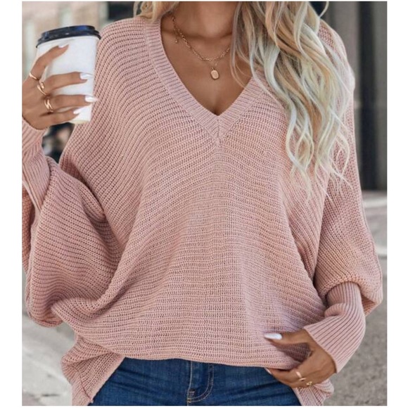 Cozy Hot Pink Batwing Sleeve Sweater Top - Picture 2 of 6